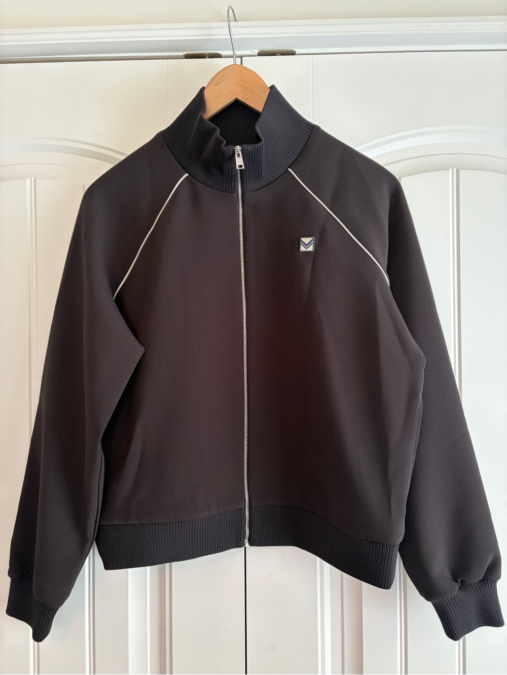Tory Burch NWT Raglan Crepe Track Jacket Black Women's Size Medium Full Zip